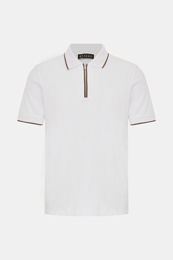 WHITE POLO NECK SHORT SLEEVE TSHIRT