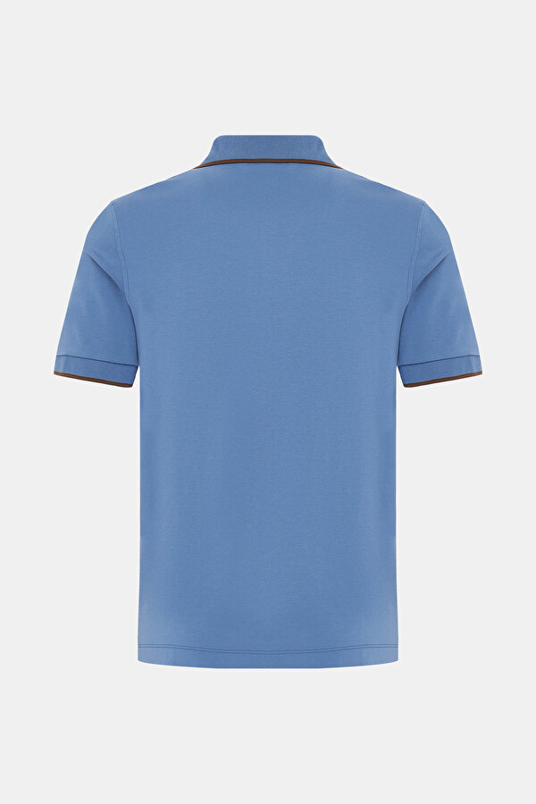 INDIGO POLO NECK SHORT SLEEVE TSHIRT 2
