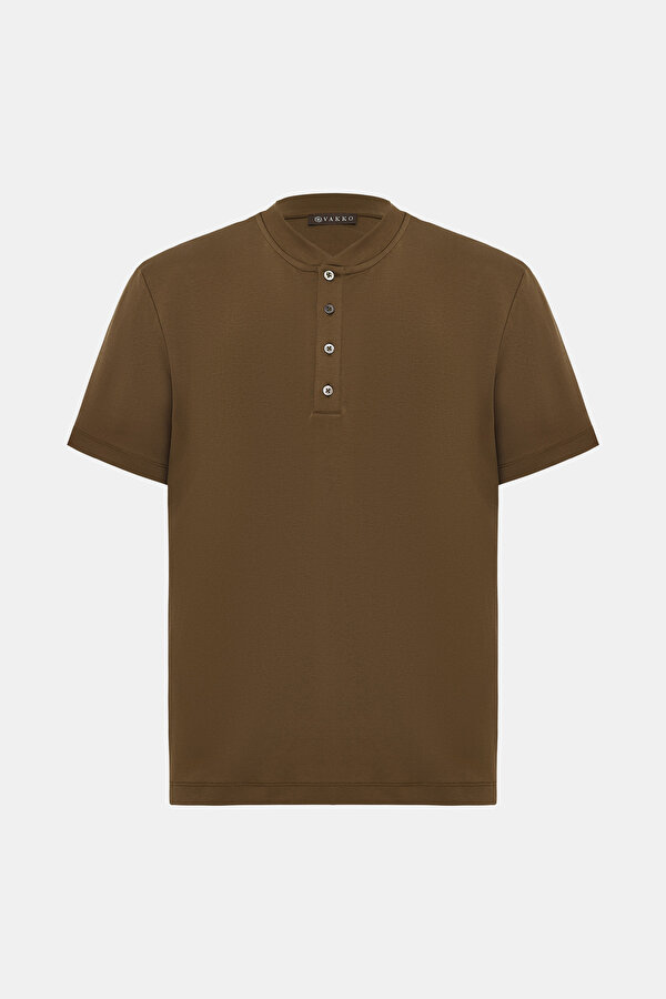 LIGHT BROWN POLO NECK SHORT SLEEVE TSHIRT 6