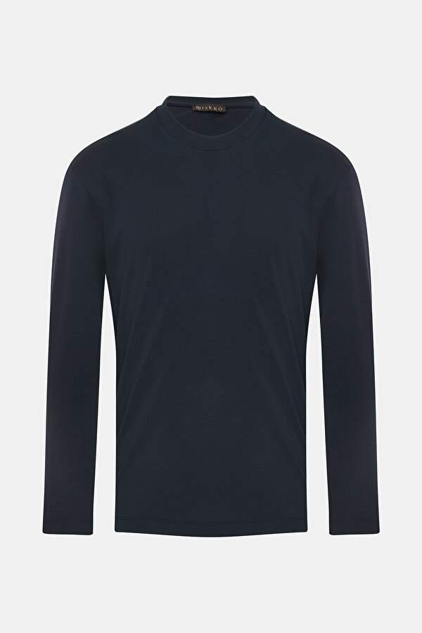 NAVY BLUE BICYCLE COLLAR LONG SLEEVE TSHIRT