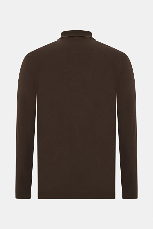 LIGHT BROWN POLO NECK LONG SLEEVE TSHIRT 2