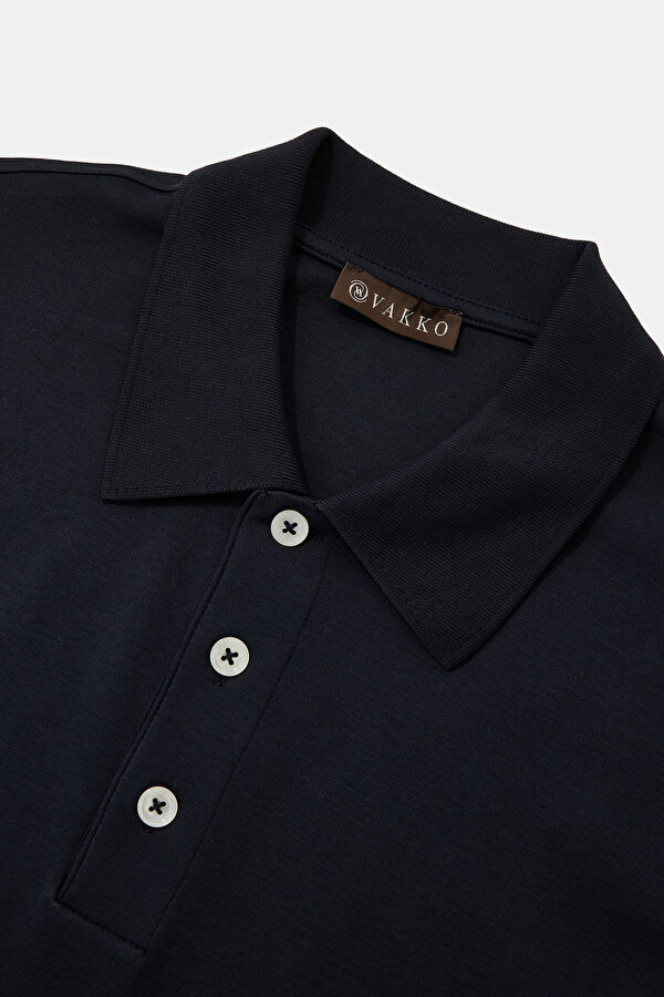 NAVY BLUE POLO NECK LONG SLEEVE TSHIRT 7