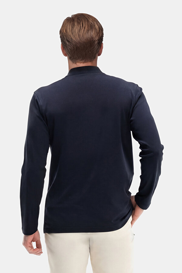NAVY BLUE POLO NECK LONG SLEEVE TSHIRT 2