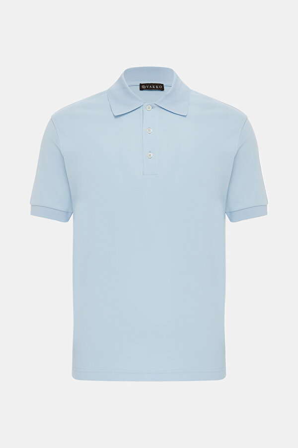 LIGHT BLUE POLO NECK SHORT SLEEVE TSHIRT