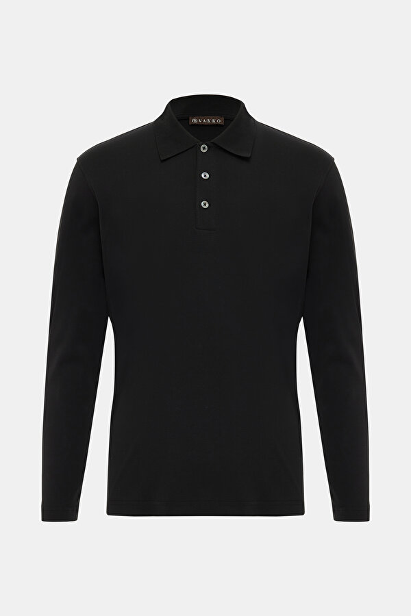 BLACK POLO NECK LONG SLEEVE TSHIRT