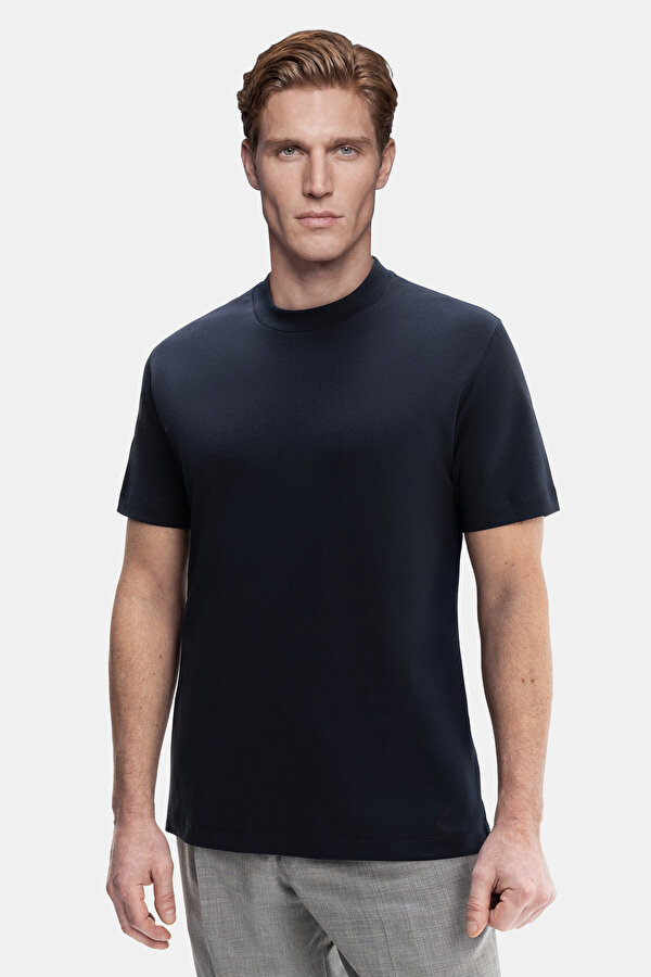 NAVY BLUE BICYCLE COLLAR SHORT SLEEVE TSHIRT