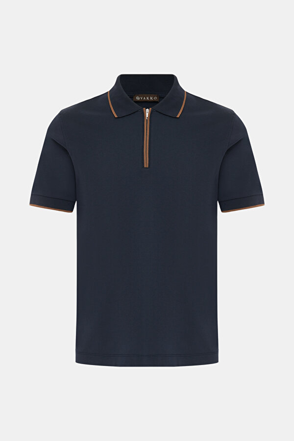 NAVY BLUE POLO NECK SHORT SLEEVE TSHIRT