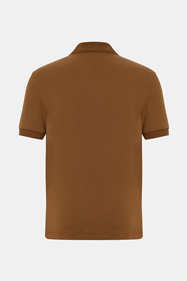 DARK BEIGE POLO NECK SHORT SLEEVE TSHIRT 2