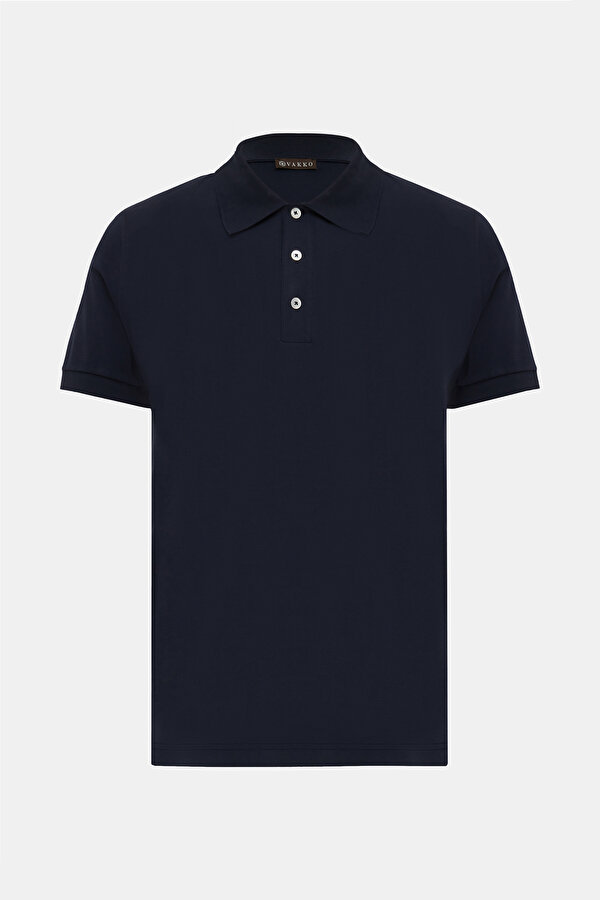 NAVY BLUE POLO NECK SHORT SLEEVE TSHIRT