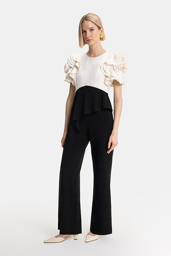 ECRU BASIC / ROUND NECKLINE SHORT SLEEVE JUMPSUIT 6