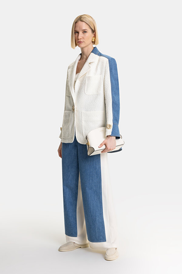 ECRU WIDE LEG TROUSERS