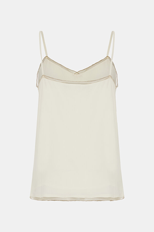 ECRU PLUNGE NECKLINE SLEEVELESS SUSPENDER BLOUSE 7