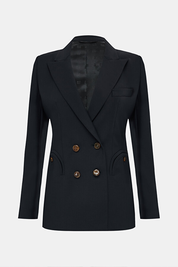 NAVY BLUE BUTTONED JACKET