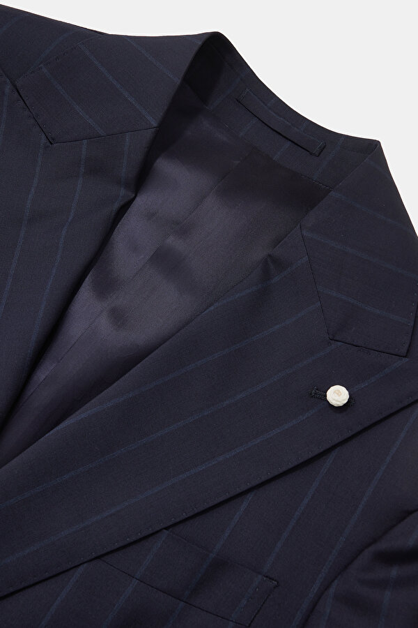 DARK NAVY BLUE SURPLICE NECKLINE (CROSS-OVER NECKLINE) WOOL/CASHMERE SUIT 7