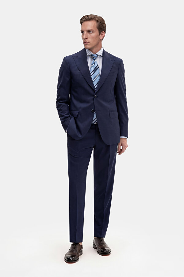 INDIGO SURPLICE NECKLINE (CROSS-OVER NECKLINE) WOOL/CASHMERE SUIT