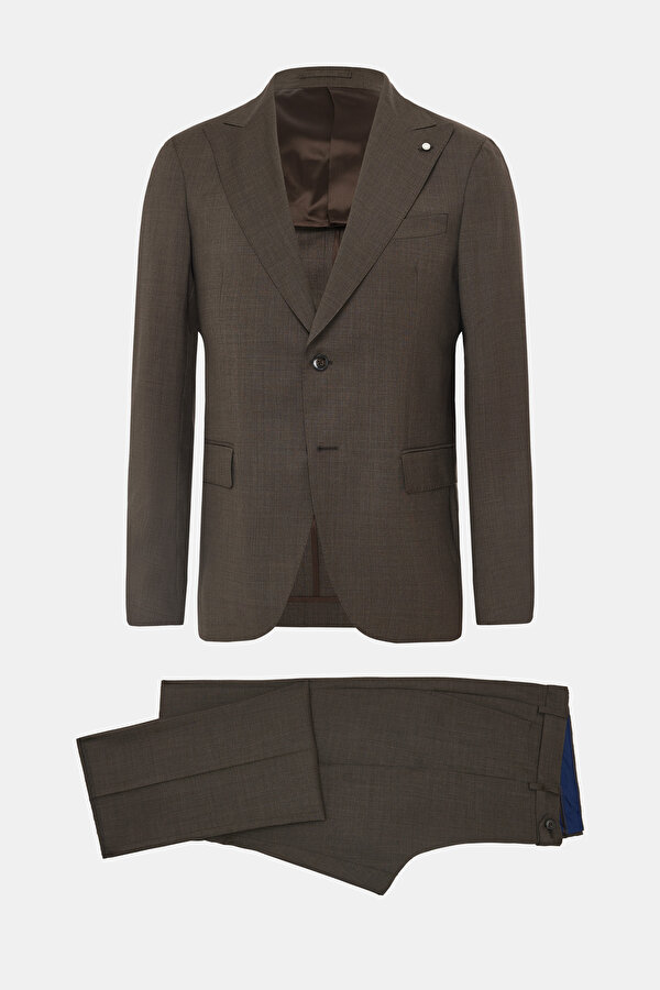 BROWN SURPLICE NECKLINE (CROSS-OVER NECKLINE) WOOL/CASHMERE SUIT 6