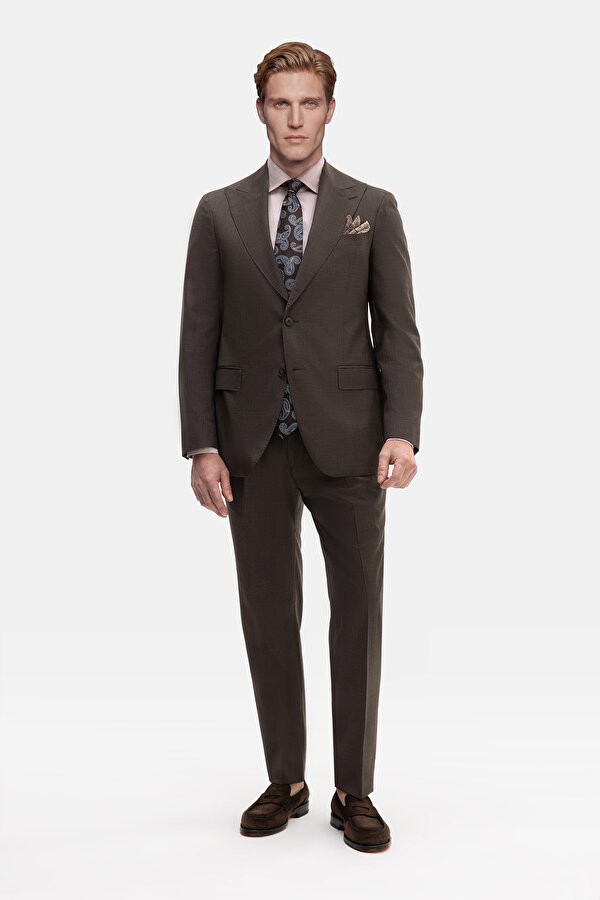 BROWN SURPLICE NECKLINE (CROSS-OVER NECKLINE) WOOL/CASHMERE SUIT