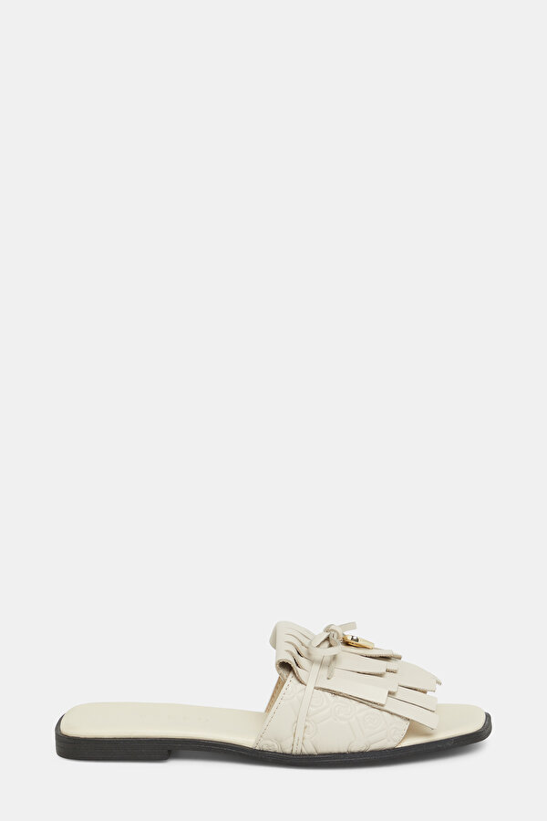 ECRU MONOGRAM LEATHER SLIPPER