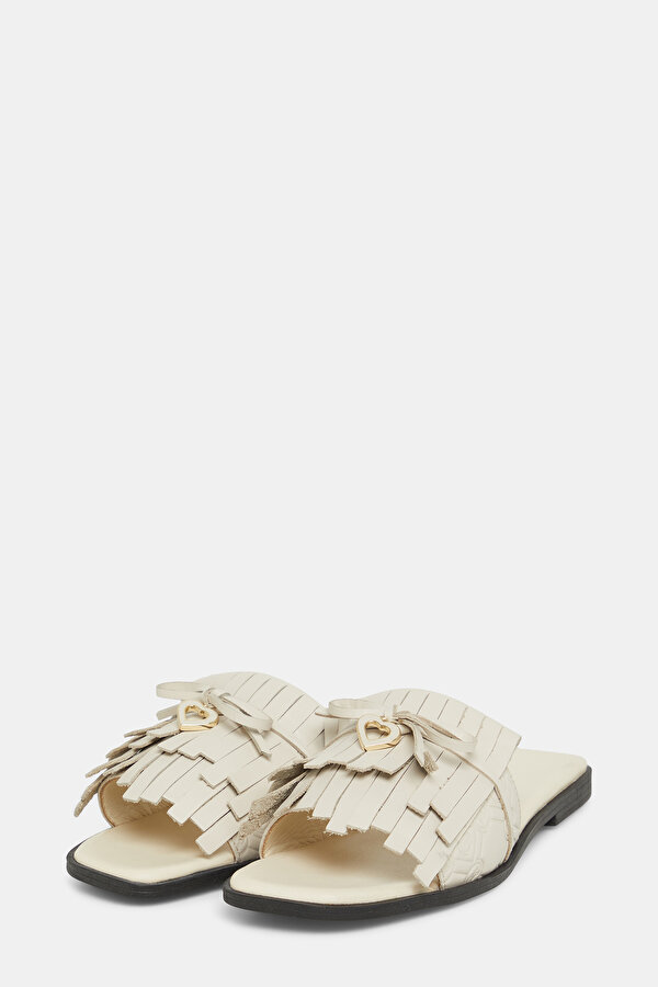 ECRU MONOGRAM LEATHER SLIPPER 2