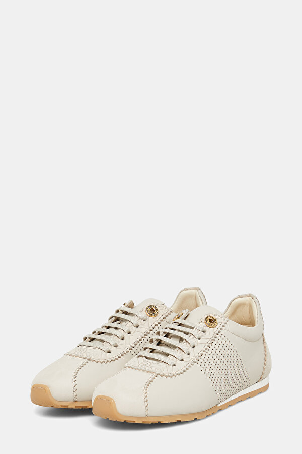 ECRU MONOGRAM LEATHER SHOE 2
