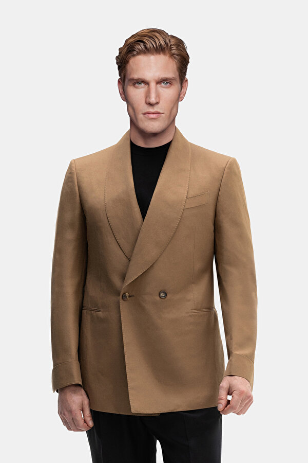 DARK CAMEL SHAWL COLLAR JACKET