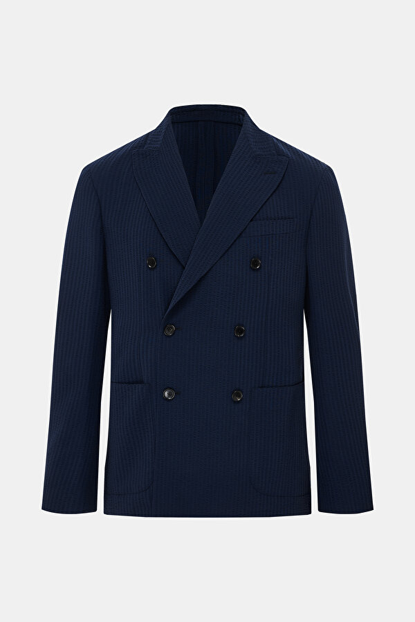 NAVY BLUE SURPLICE NECKLINE (CROSS-OVER NECKLINE) JACKET 6