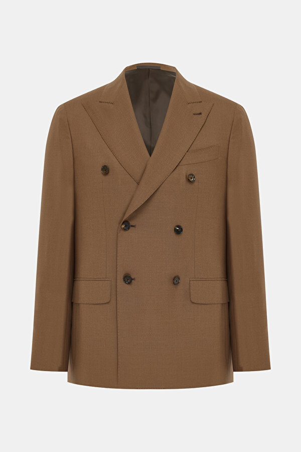 DARK CAMEL SURPLICE NECKLINE (CROSS-OVER NECKLINE) JACKET