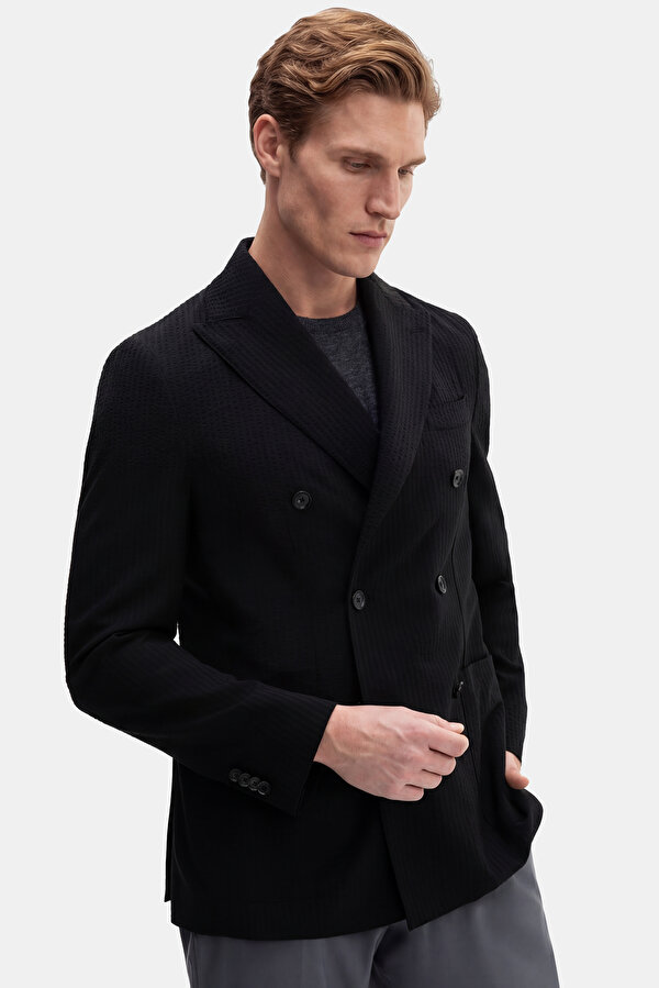 BLACK SURPLICE NECKLINE (CROSS-OVER NECKLINE) JACKET 6