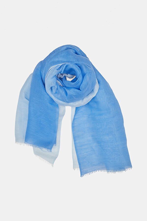 LIGHT BLUE DEGRADE DESIGN LINEN COTTON SHAWL