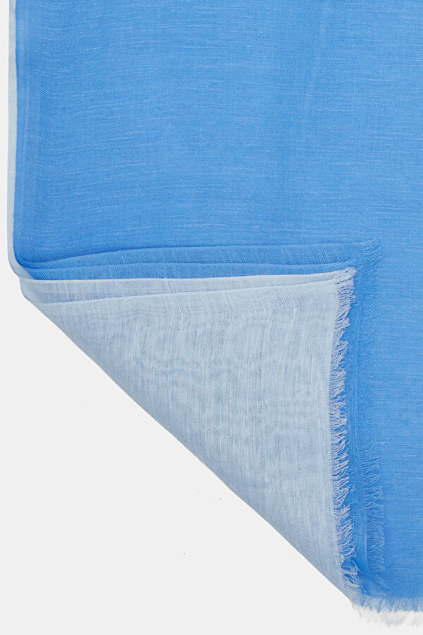 LIGHT BLUE DEGRADE DESIGN LINEN COTTON SHAWL 2