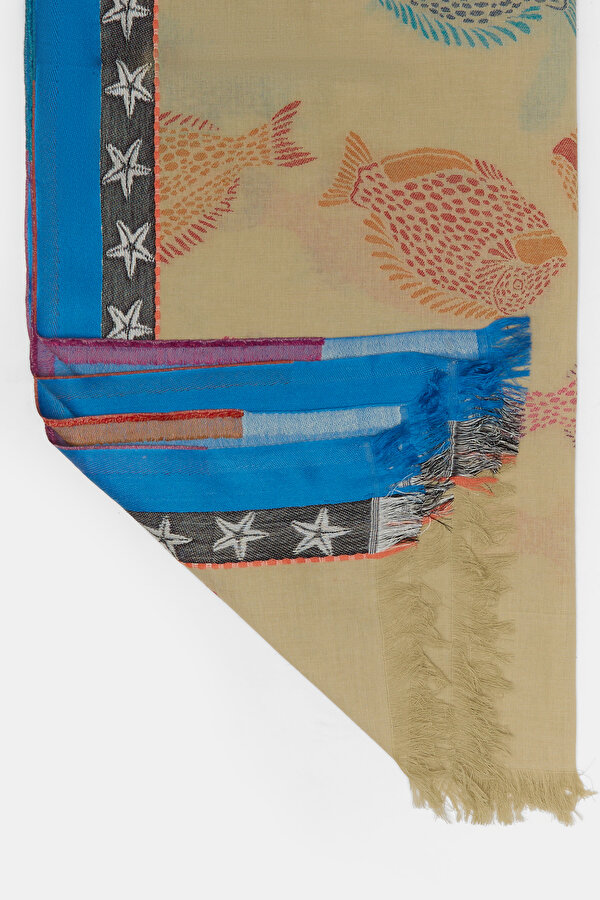 BLUE DESIGN FILLED SHAWL 2
