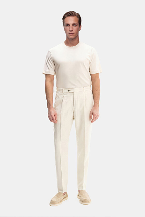 ECRU HERRINGBONE TROUSERS