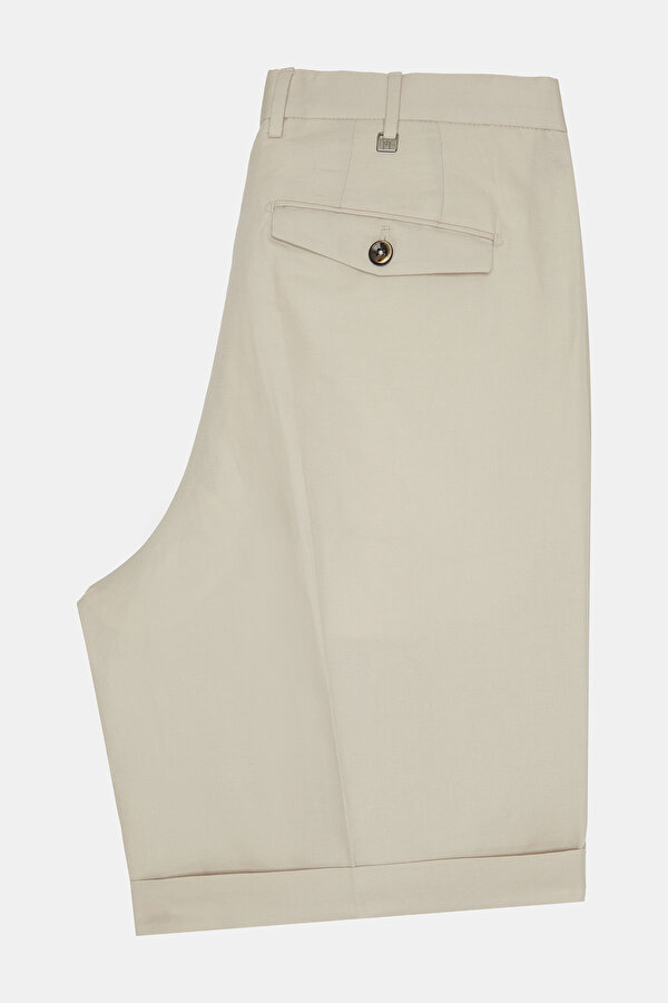 LIGHT CREAM COTTON/LINEN BERMUDA 2