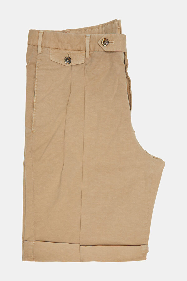 BEIGE COTTON/LINEN BERMUDA