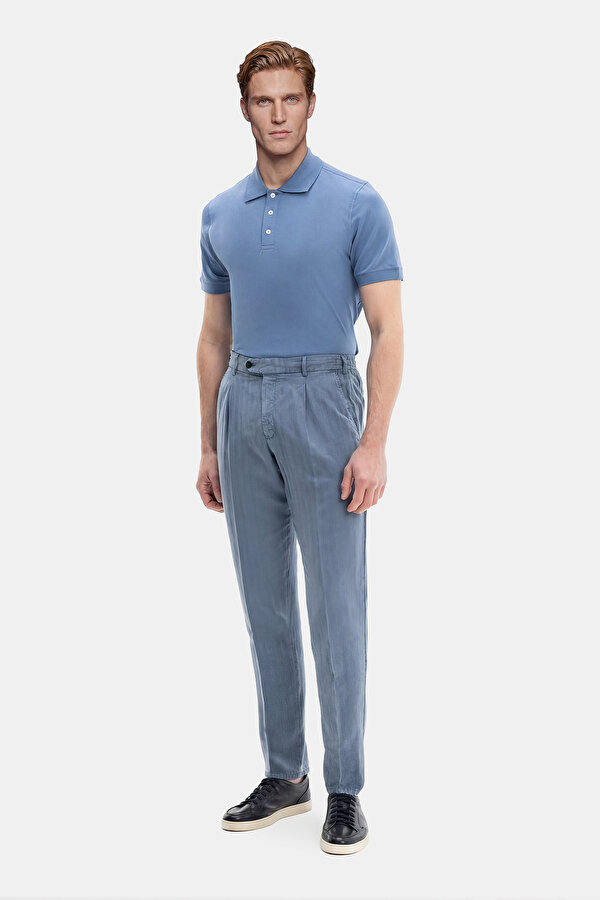 BLUE HERRINGBONE TROUSERS
