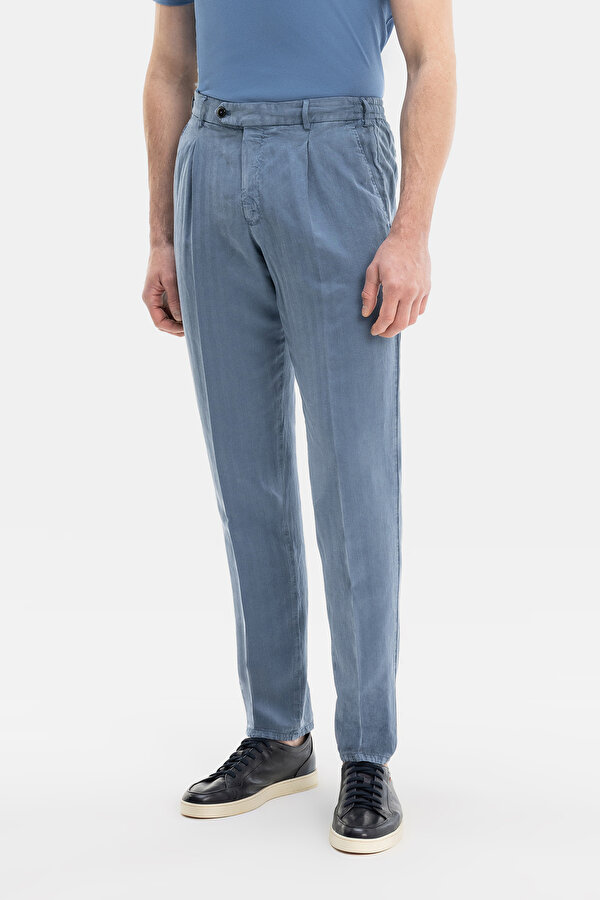 BLUE HERRINGBONE TROUSERS 2