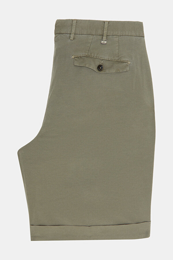 LIGHT KHAKI COTTON/LINEN BERMUDA 2