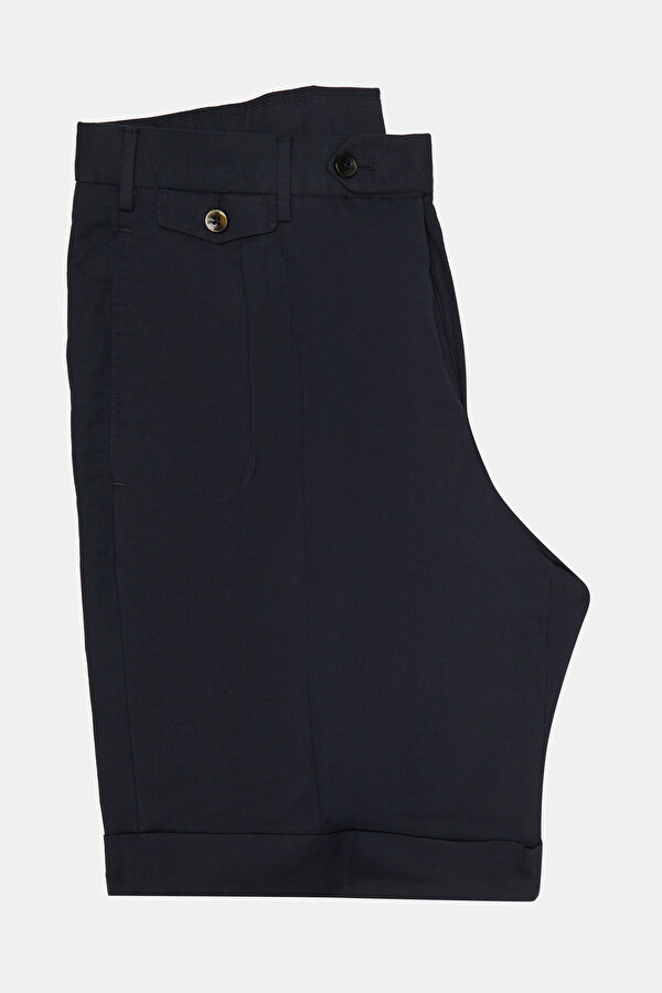 NAVY BLUE COTTON/LINEN BERMUDA