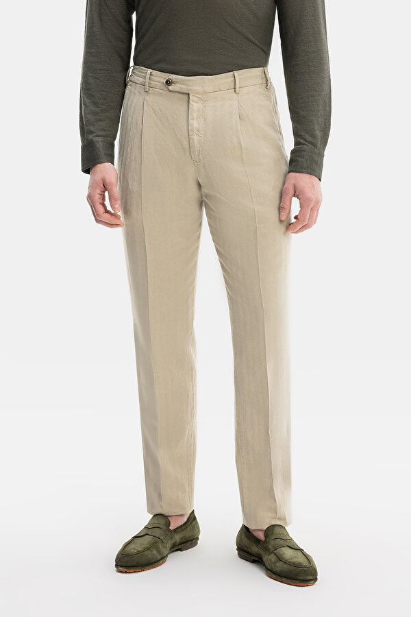 BEIGE HERRINGBONE TROUSERS 2
