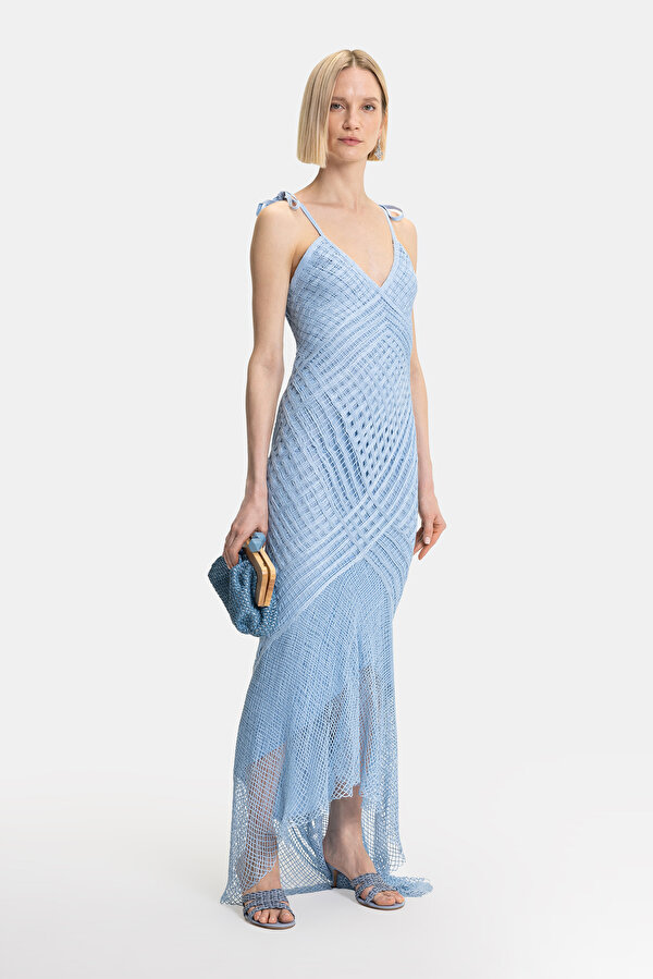 BLUE SLEEVELESS SUSPENDER DRESS