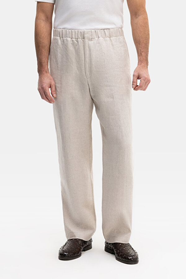 LIGHT BEIGE HERRINGBONE TROUSERS 2