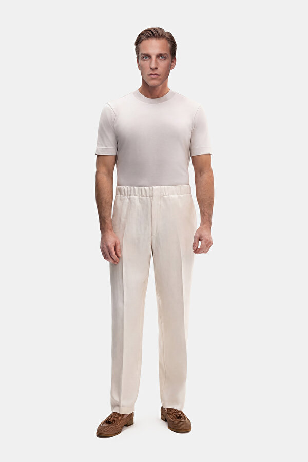 ECRU HERRINGBONE TROUSERS