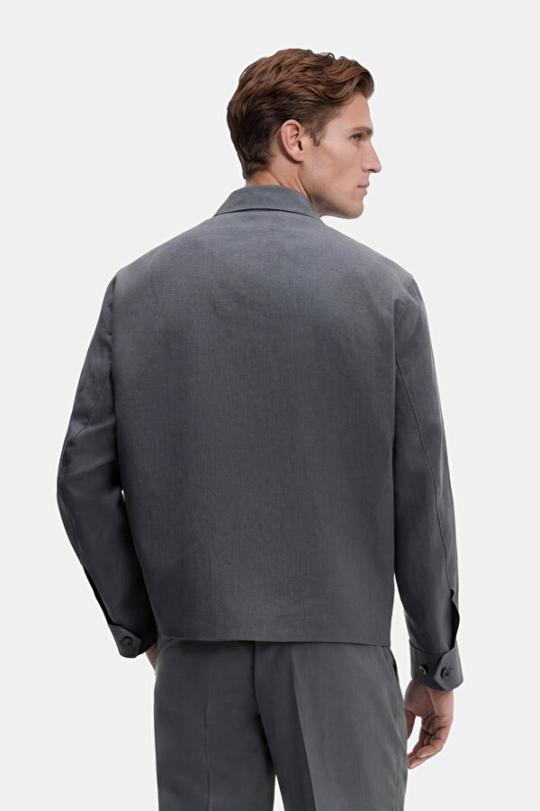 DARK GREY LINEN COTTON COAT 2