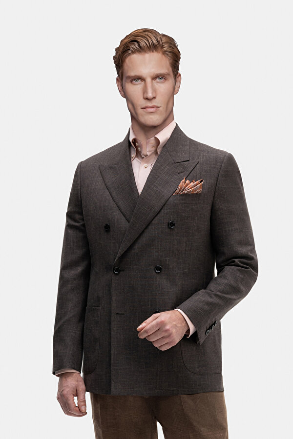 BROWN SURPLICE NECKLINE (CROSS-OVER NECKLINE) JACKET