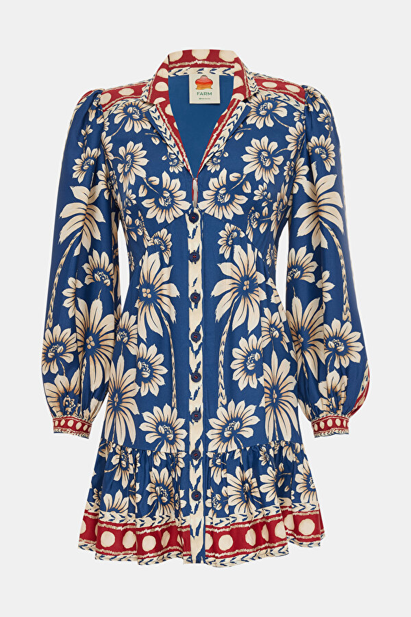 MAROON FLORAL PATTERN MİNİ DRESS