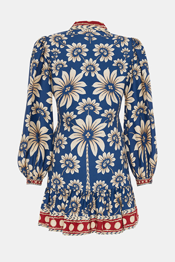 MAROON FLORAL PATTERN MİNİ DRESS 2