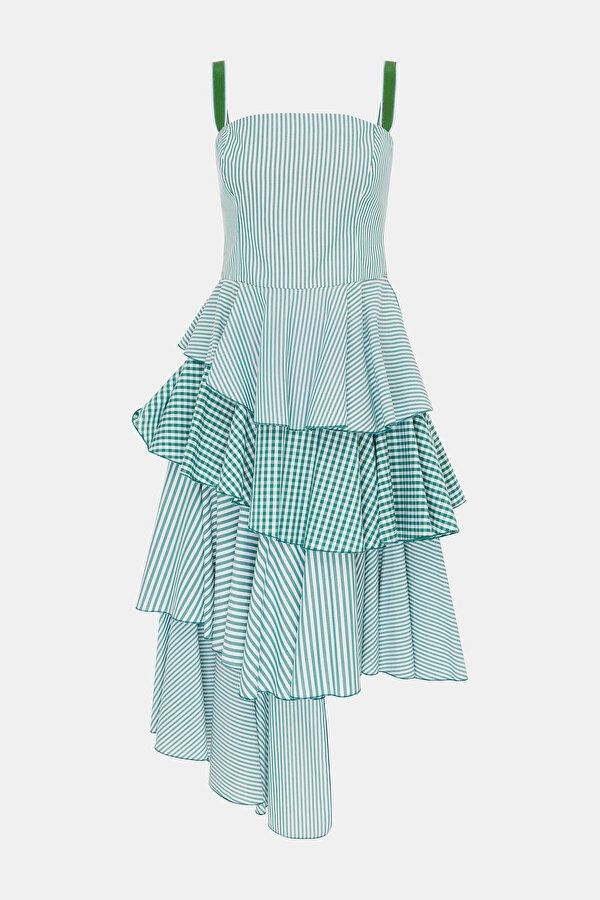 WHITE SLEEVELESS SUSPENDER ASYMMETRIC DRESS 7