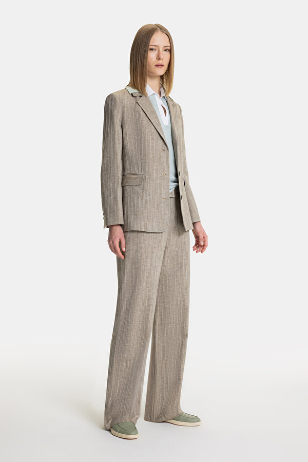 MINK STRIPED STRAIGHT CUT TROUSERS