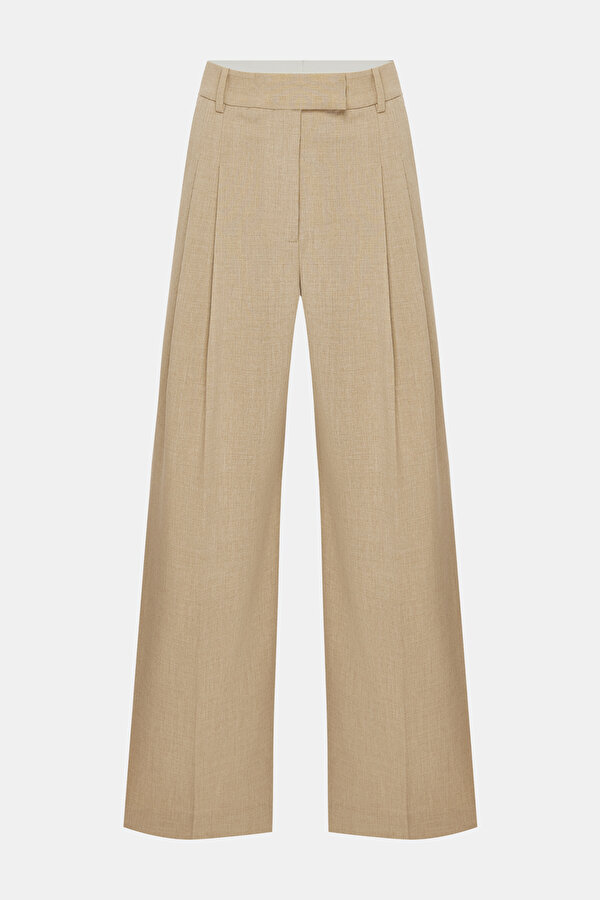 BEIGE WIDE LEG TROUSERS