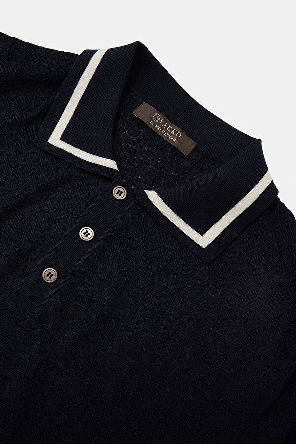 NAVY BLUE POLO NECK SHORT SLEEVE TSHIRT 7